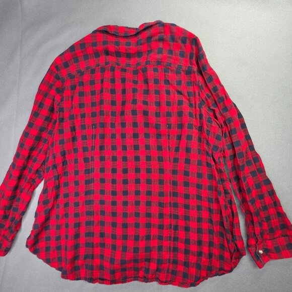 Cato Shirt Woman Plus 22-24W Red Black Plaid Contrasting Gray Trim Casual Layer - Picture 6 of 12